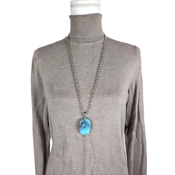 WHITE HOUSE BLACK MARKET WHBM ~Woman Size L~ Light Brown Knit Turtleneck Sweater - Picture 10 of 10